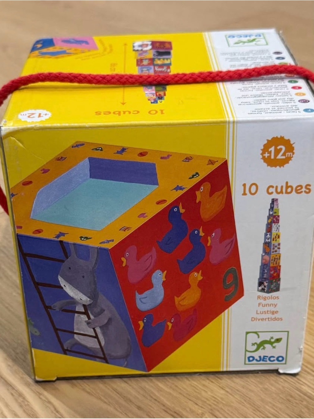 Djeco 10 Cubes Stacking Toy - Bright Multicolor